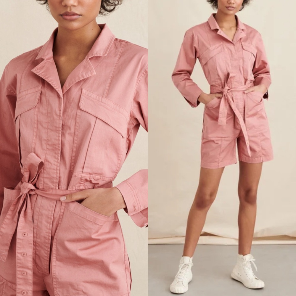 Alex Mill Expedition Short Utility Jumpsuit Romper Pink Dusty Rose NWT
